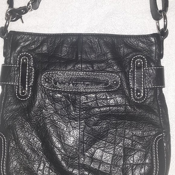 B. MAKOWSKY Black Genuine Pebble Leather Silver Hardware - Picture 5 of 13